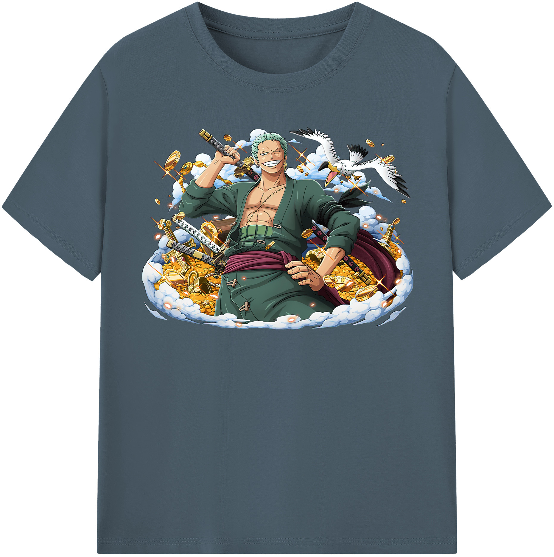 ワンピース ロロノア・ゾロ ONE PIECE Roronoa Zoro 綿100％半袖Tシャツ（フロントプリント）